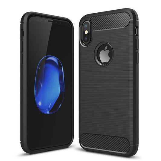 Husa pentru iPhone X / XS - Techsuit Carbon Silicone - Black