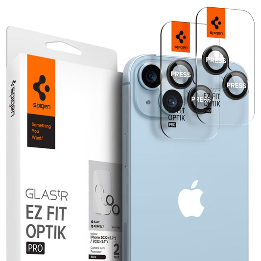 Folie Camera pentru iPhone 14 / 14 Plus (set 2) - Spigen Optik.tR EZ FIT - Black