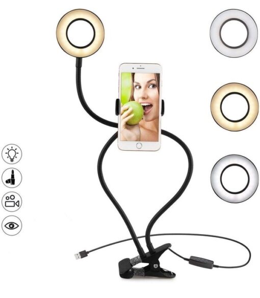 Set lampa circulara Ring Light + suport flexibil de telefon, Professional Live Stream
