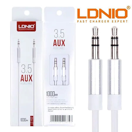 Cablu Audio Auxiliar LDNIO 3.5, 1 METRU, Fast Transmission, Alb