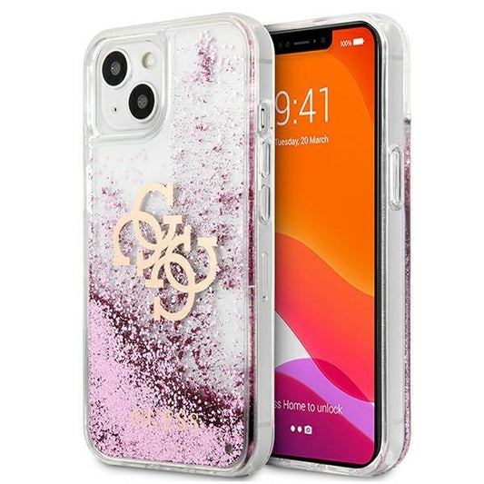 Guess GUHCP13SLG4GPI iPhone 13 mini 5.4&quot; pink/pink hardcase 4G Big Liquid Glitter
