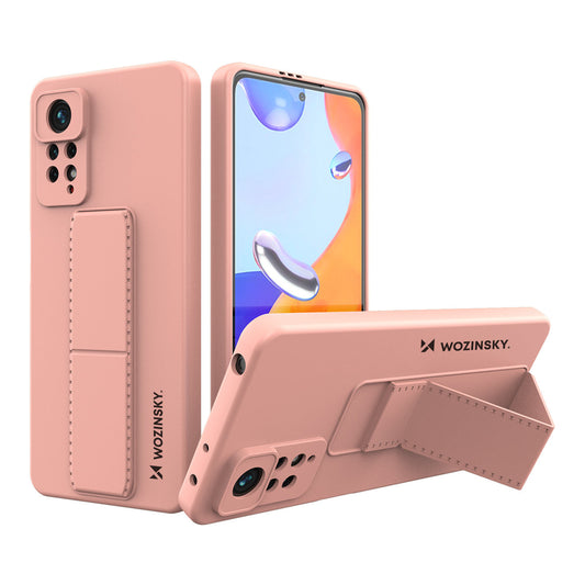 Wozinsky Kickstand Case Silicone Stand Cover for Xiaomi Redmi Note 11 Pro pink