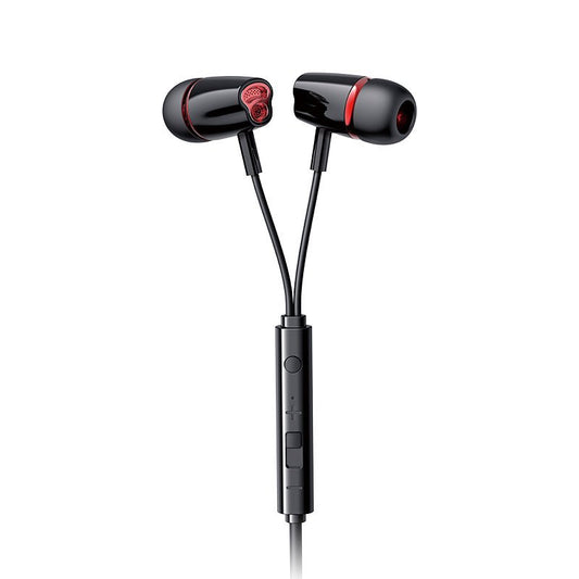 Joyroom ear headphones 3.5mm mini jack with remote and microphone black (JR-EL114)