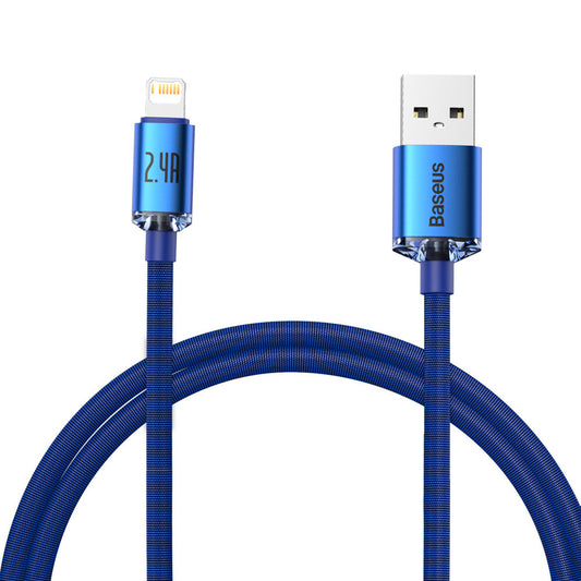 Cablu de Date USB la Lightning 2.4A, 1.2m - Baseus Crystal Shine (CAJY000003) - Blue