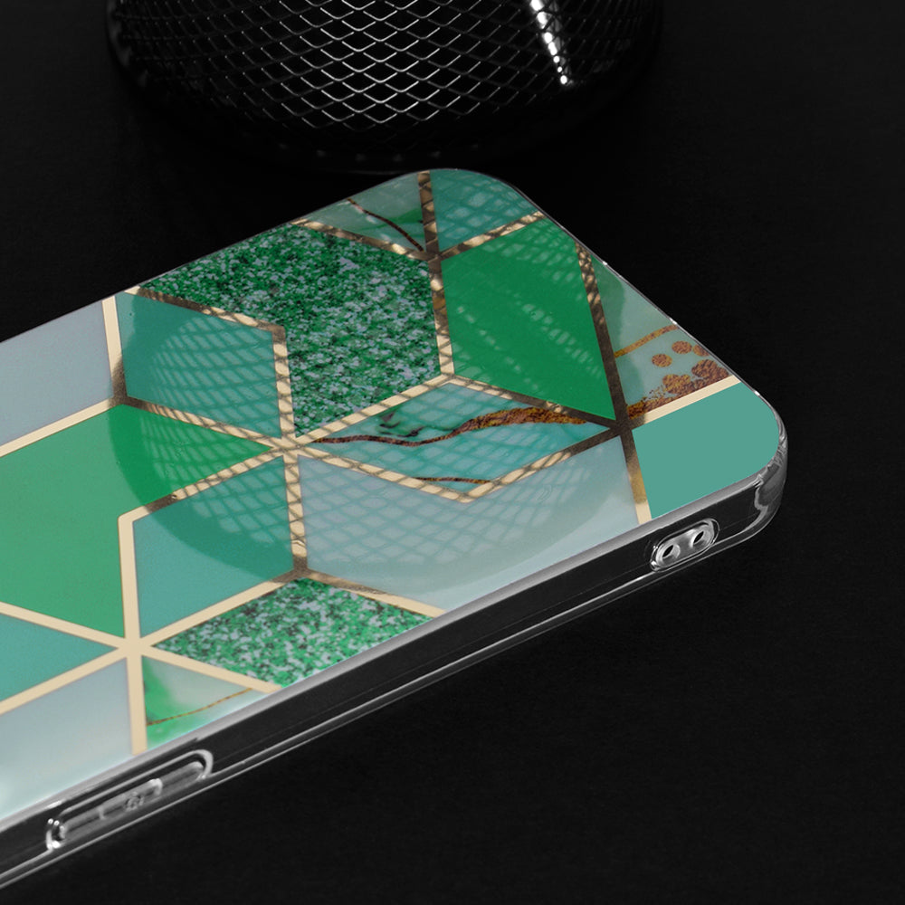 Husa pentru iPhone 13 mini - Techsuit Marble Series - Green Hex