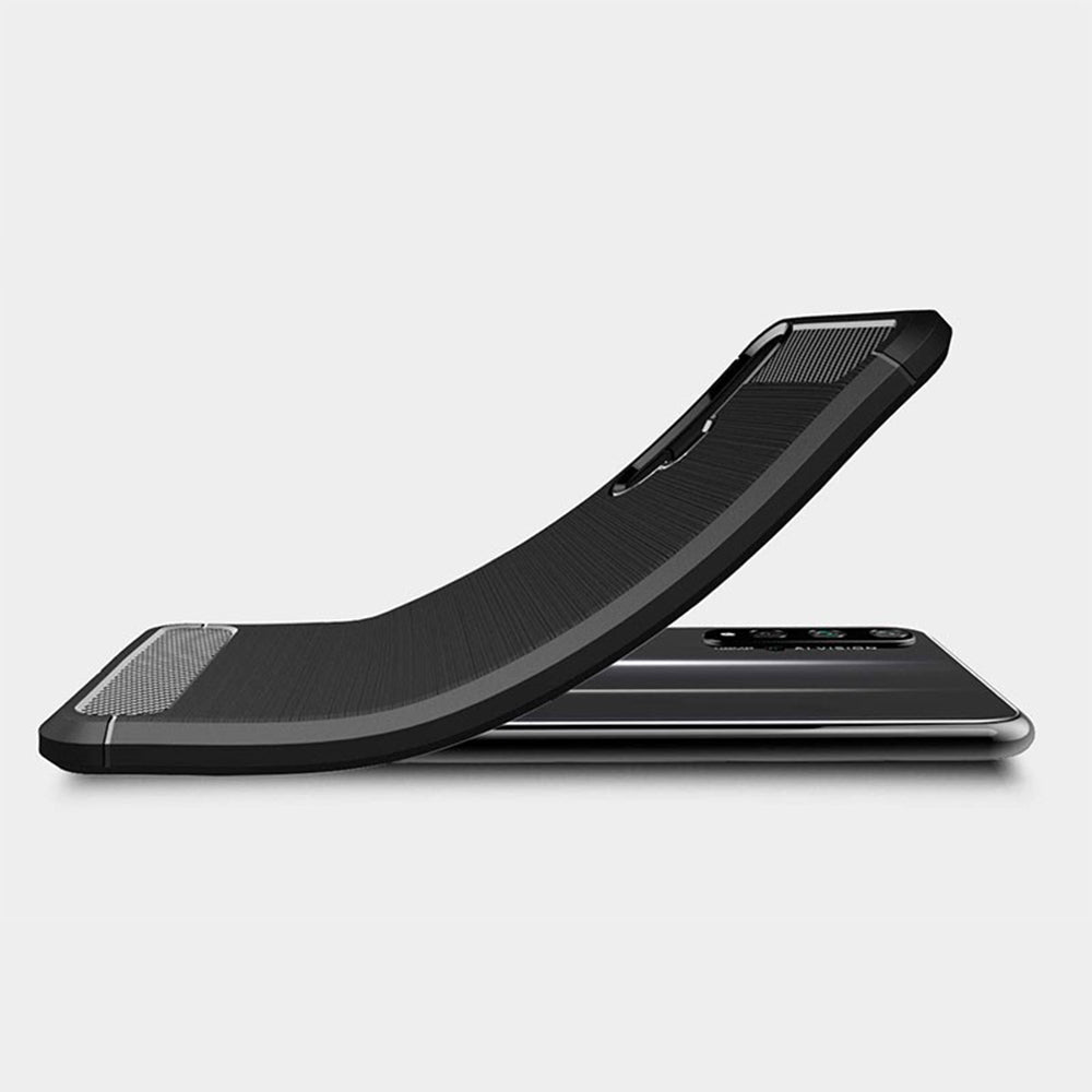 Husa pentru Huawei Nova 5T / Honor 20 - Techsuit Carbon Silicone - Black