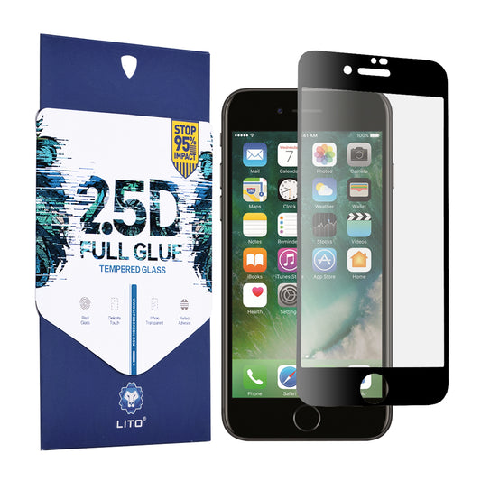 Folie pentru iPhone 7 / 8 / SE 2, SE 2020 / SE 3, SE 2022 - Lito 2.5D FullGlue Glass - Black
