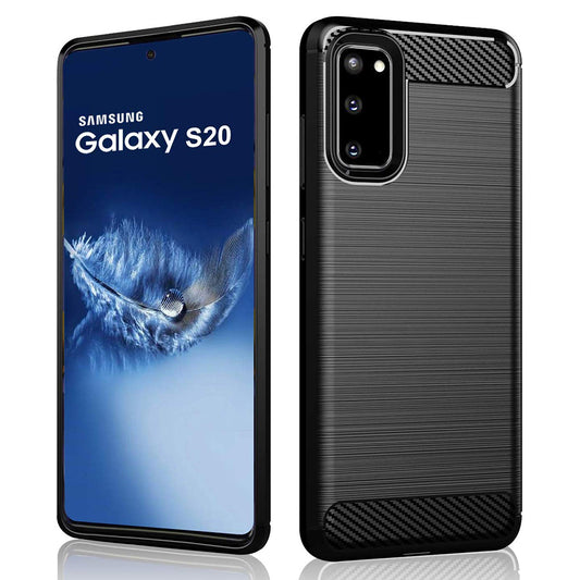 Husa pentru Samsung Galaxy S20 4G / S20 5G - Techsuit Carbon Silicone - Black