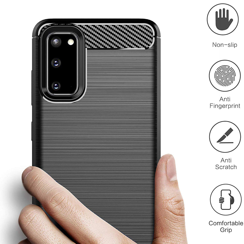 Husa pentru Samsung Galaxy S20 4G / S20 5G - Techsuit Carbon Silicone - Black