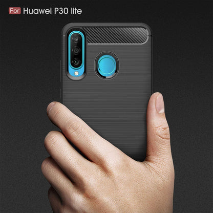 Husa pentru Huawei P30 Lite / P30 lite New Edition - Techsuit Carbon Silicone - Black