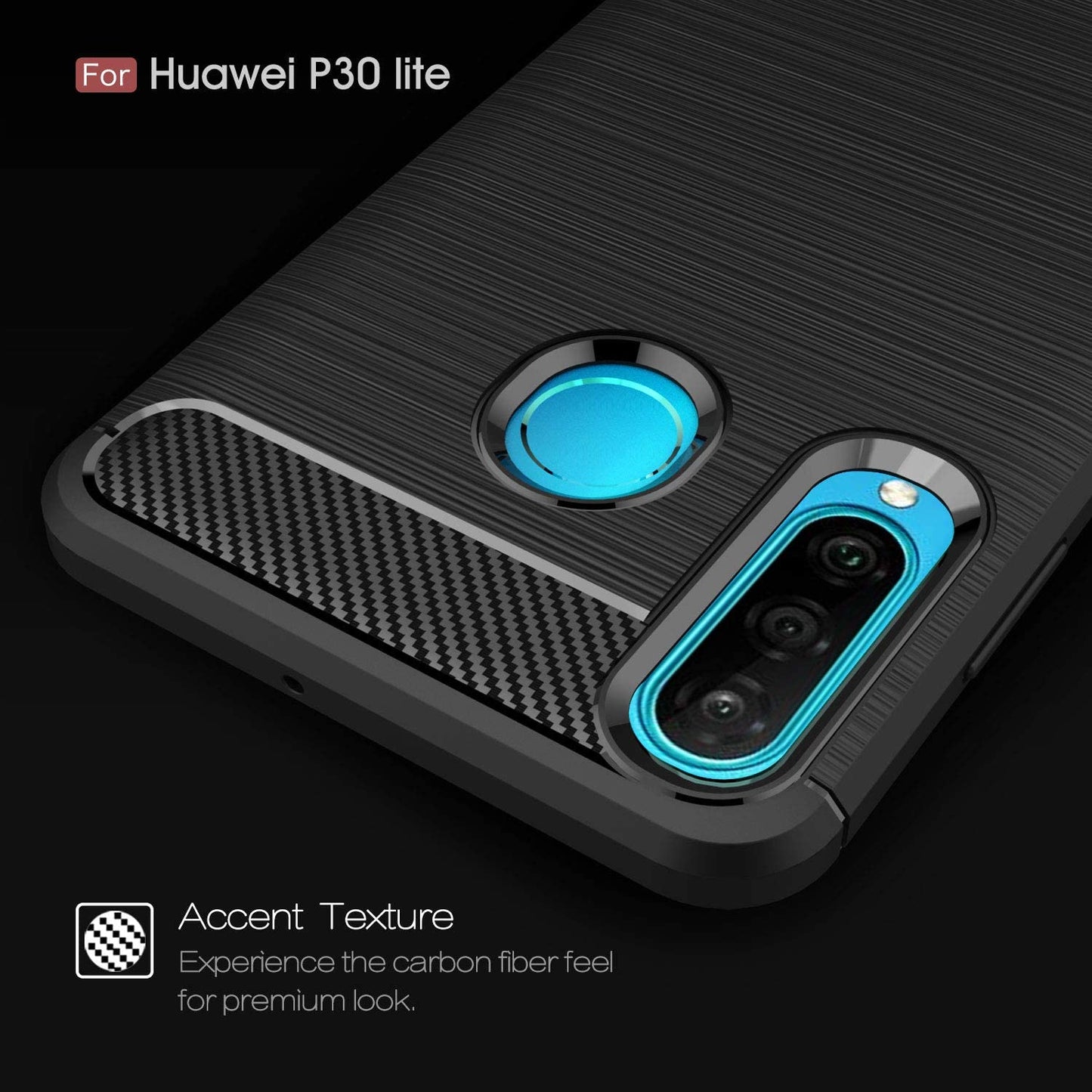 Husa pentru Huawei P30 Lite / P30 lite New Edition - Techsuit Carbon Silicone - Black