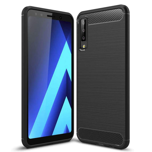 Husa pentru Samsung Galaxy A7 2018 - Techsuit Carbon Silicone - Black