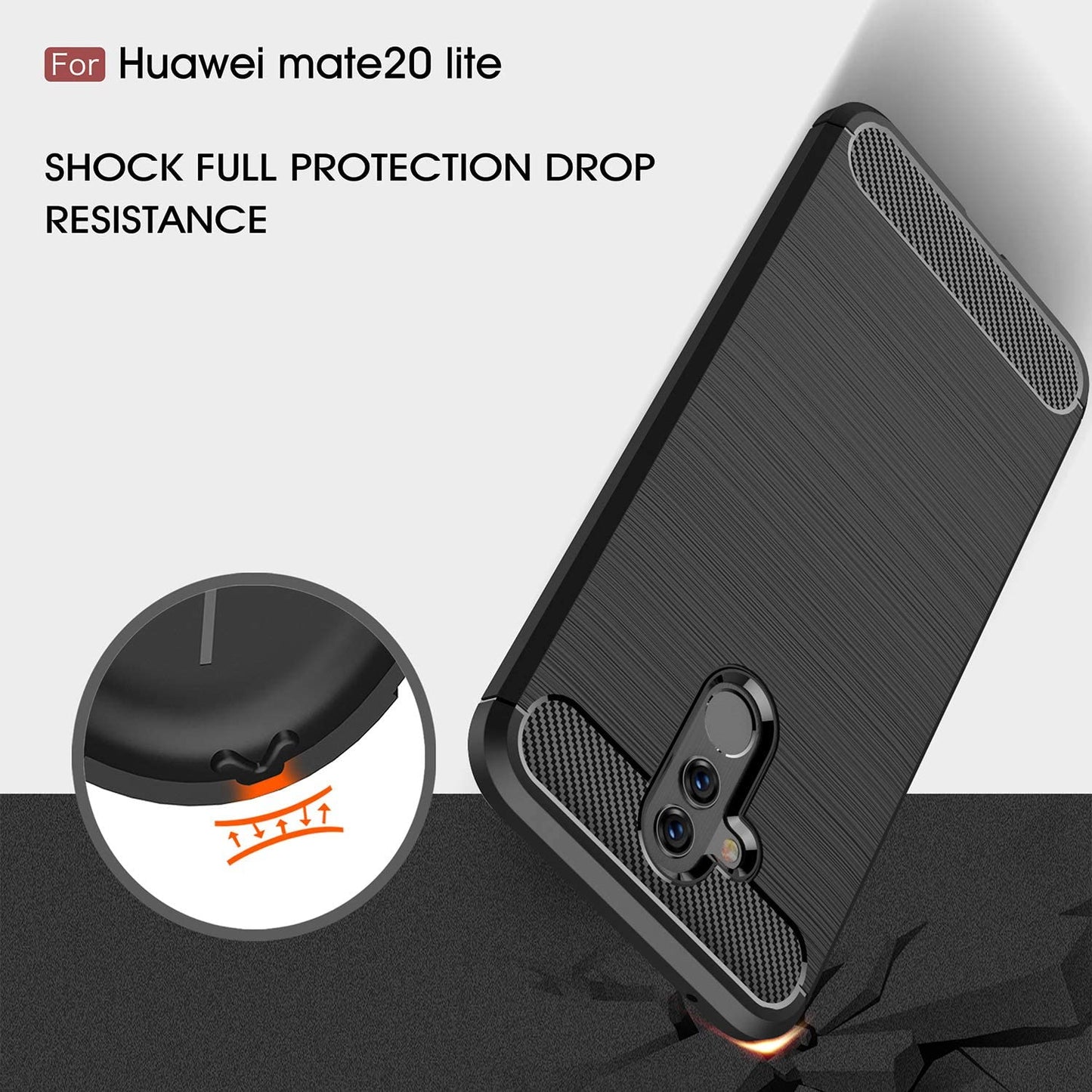Husa pentru Huawei Mate 20 Lite - Techsuit Carbon Silicone - Black