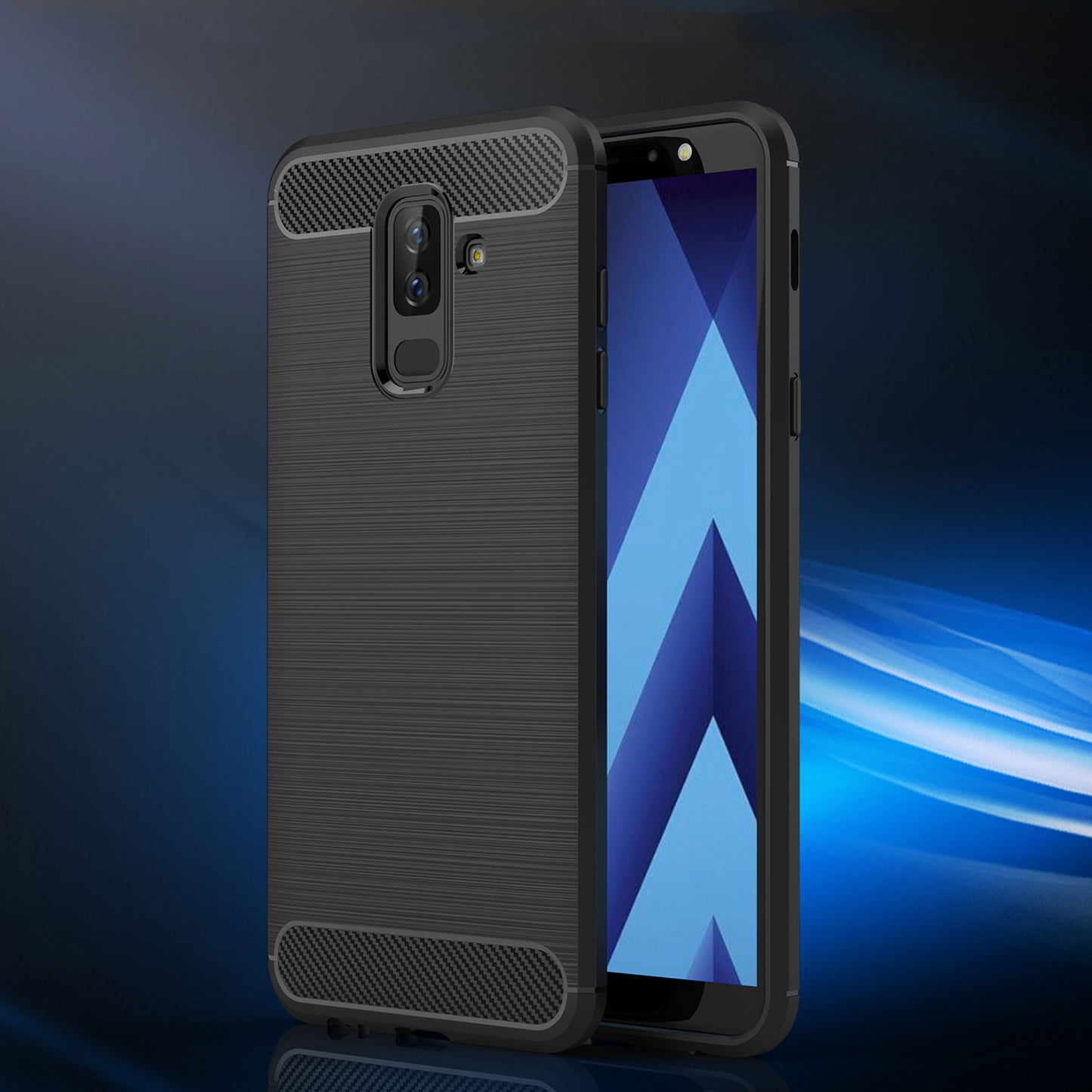 Husa pentru Samsung Galaxy A6 Plus 2018 - Techsuit Carbon Silicone - Black