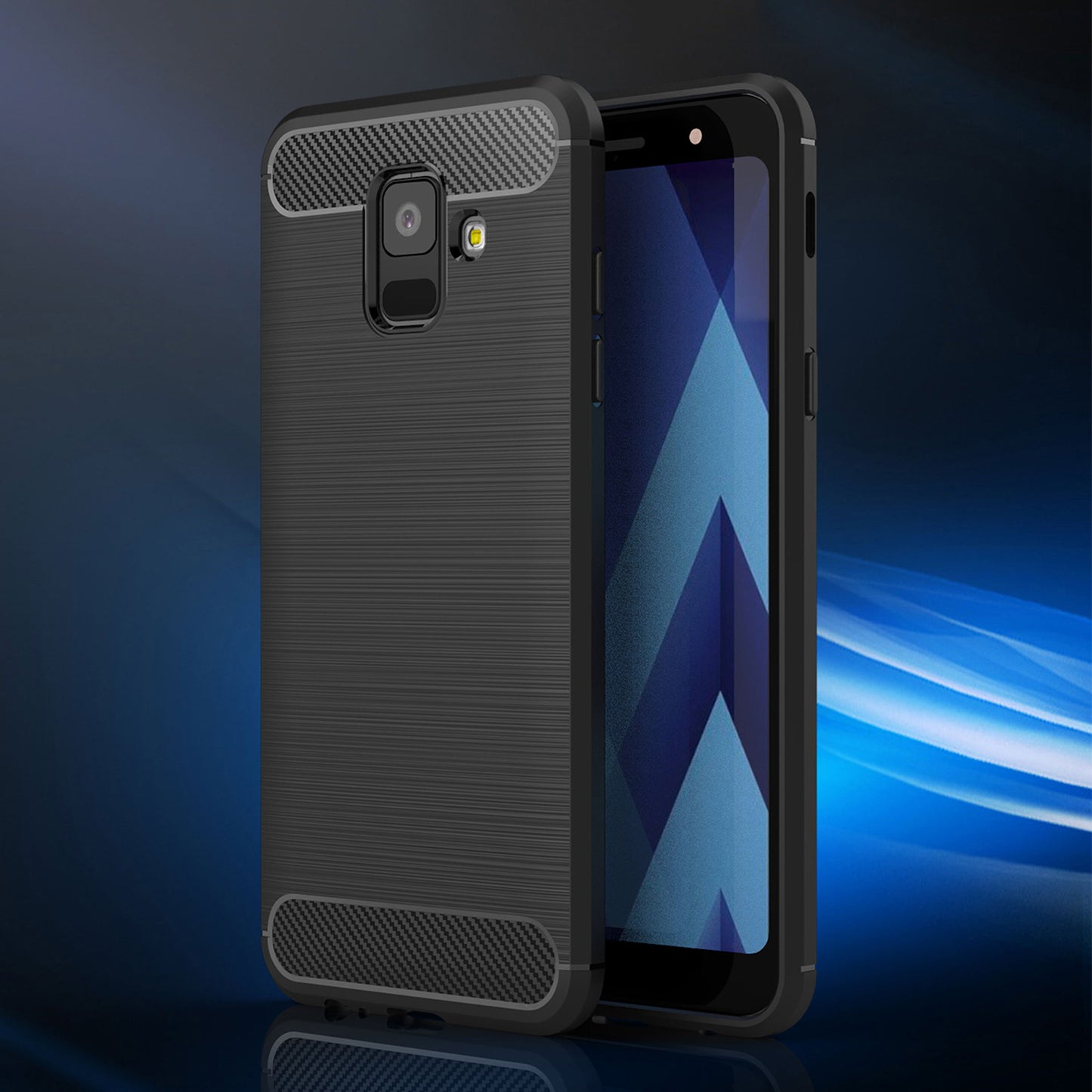 Husa pentru Samsung Galaxy A6 2018 - Techsuit Carbon Silicone - Black