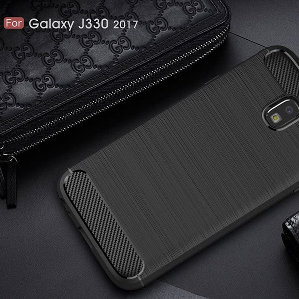 Husa pentru Samsung Galaxy J3 2017 J330, Galaxy J3 Pro 2017 - Techsuit Carbon Silicone - Black