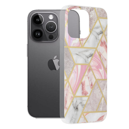 Husa pentru iPhone 14 Pro Max - Techsuit Marble Series - Pink Hex