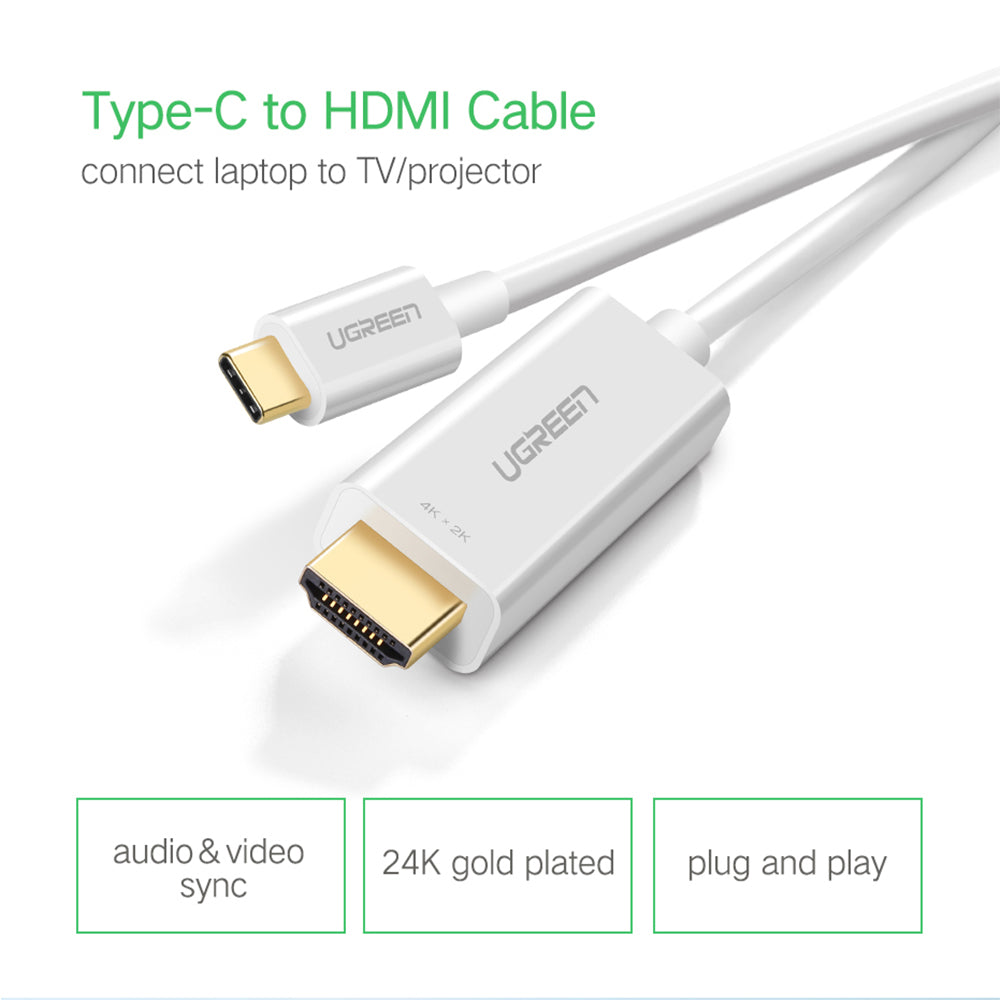 Cablu Video USB-C la HDMI, 1.5m, 4K@30Hz - Ugreen (30841) - White