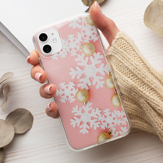 Husa Craciun Pink Snowflakes - Apple iPhone