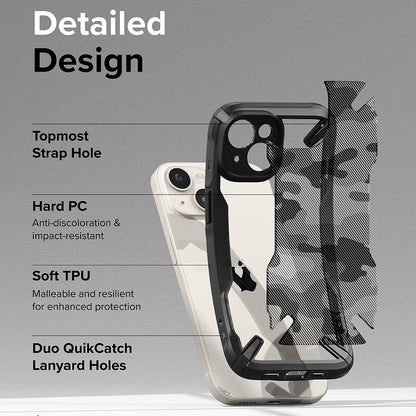 Husa pentru iPhone 15 - Ringke Fusion X Design - Camo Black