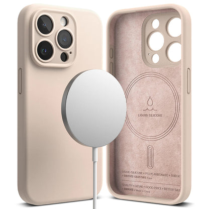 Husa pentru iPhone 15 Pro - Ringke Silicone Magnetic - Pink Sand