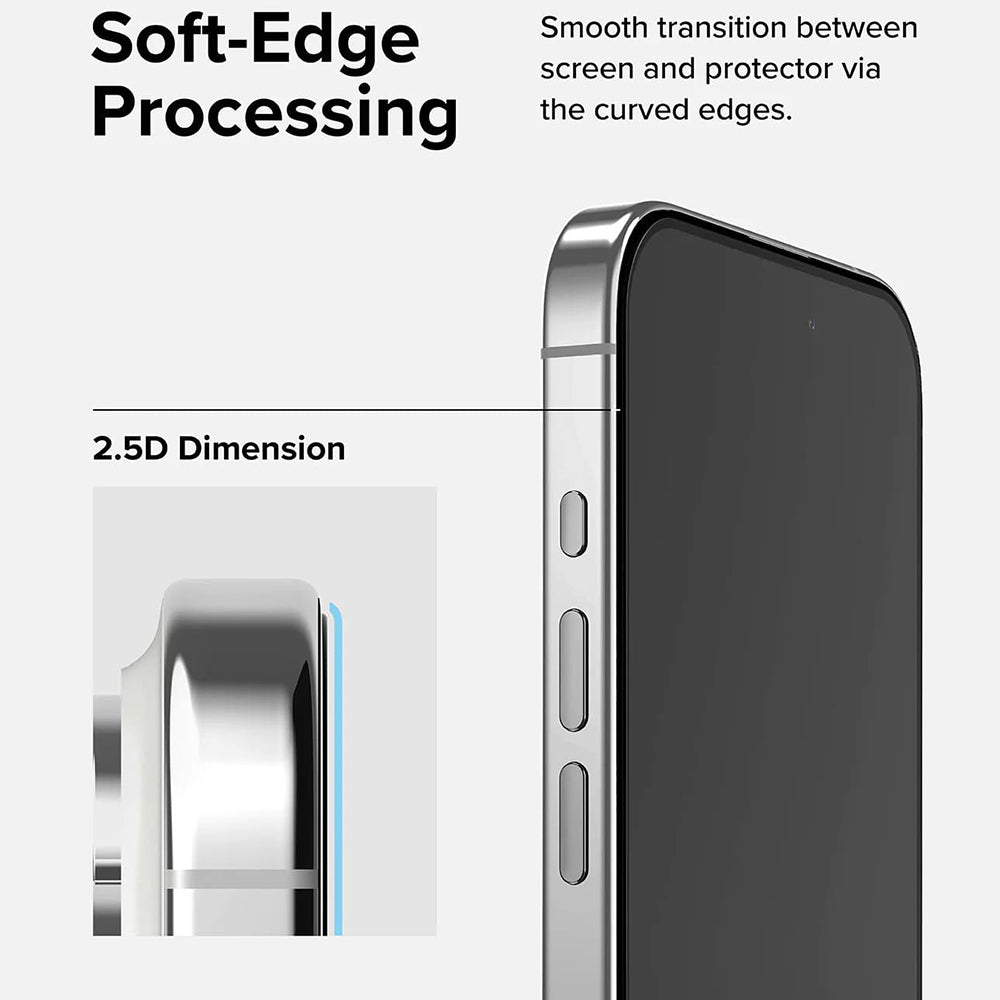 Folie pentru iPhone 15 Pro - Ringke Cover Display Tempered Glass - Black