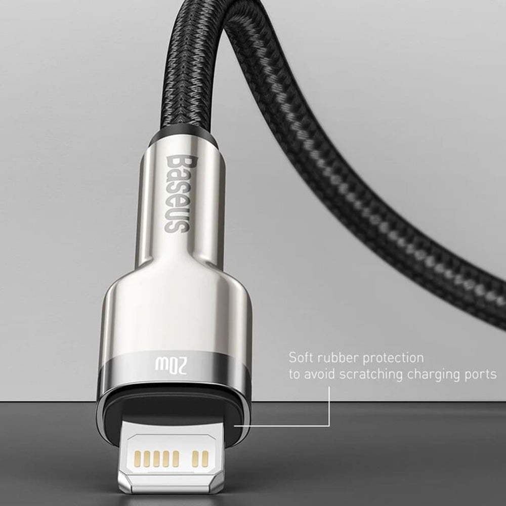 Cablu Type-C la Lightning, 20W, 25cm - Baseus Cafule Series Metal (CATLJK-01) - Black