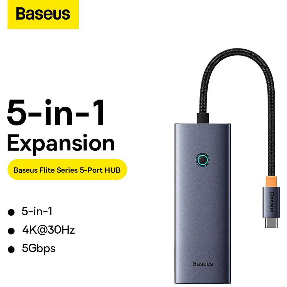 Hub Type-C la HDMI, 4 x USB, 4K@30Hz - Baseus UltraJoy (B00052809813-00) - Space Grey