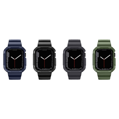 Husa pentru Apple Watch 1 / 2 / 3 / 4 / 5 / 6 / SE / SE 2 / 7 / 8 / 9 (42mm/44mm/45mm) + Curea - Lito Carbon RuggedArmor (LS003) - Black