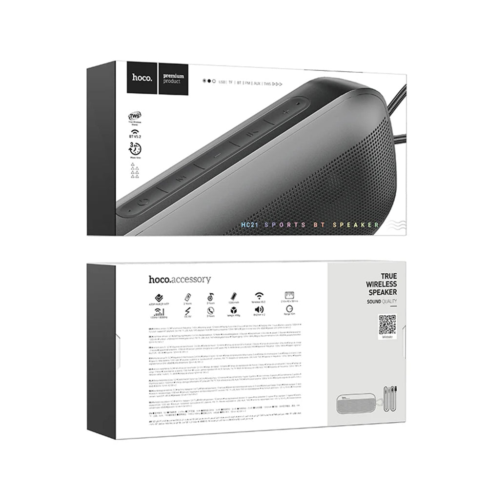 Boxa Wireless BT 5.3, FM, TF Card, USB, AUX - Hoco Shadow Sports (HC21) - Black