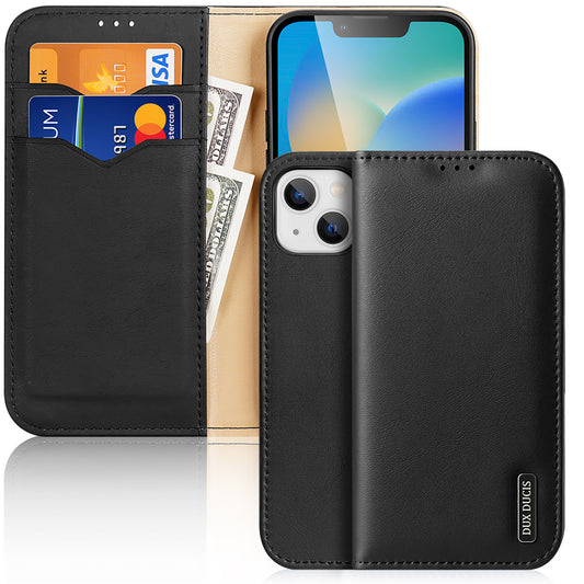 [RETURNED ITEM] Dux Ducis Hivo Leather Flip Cover Genuine Leather Wallet for Cards and Documents iPhone 14 Black