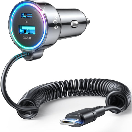 [RETURNED ITEM] Joyroom 3 in 1 fast car charger with USB Type C cable 1.6m 60W black (JR-CL07)