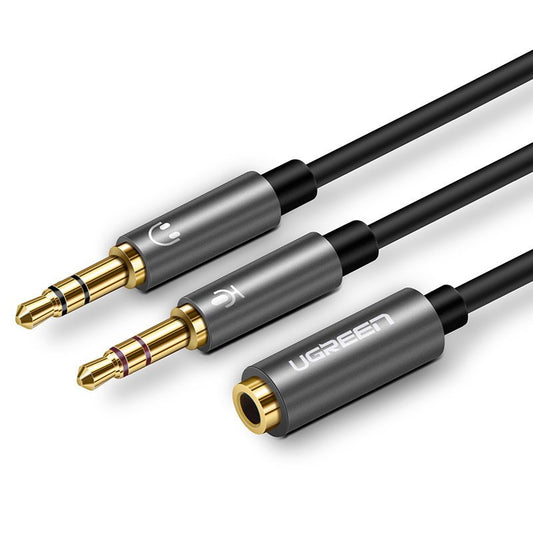 [RETURNED ITEM] Ugreen AUX splitter cable 3.5 mm mini jack (female) - 2x 3.5 mm mini jack (male - microphone and headphones) black (AV140 20899)