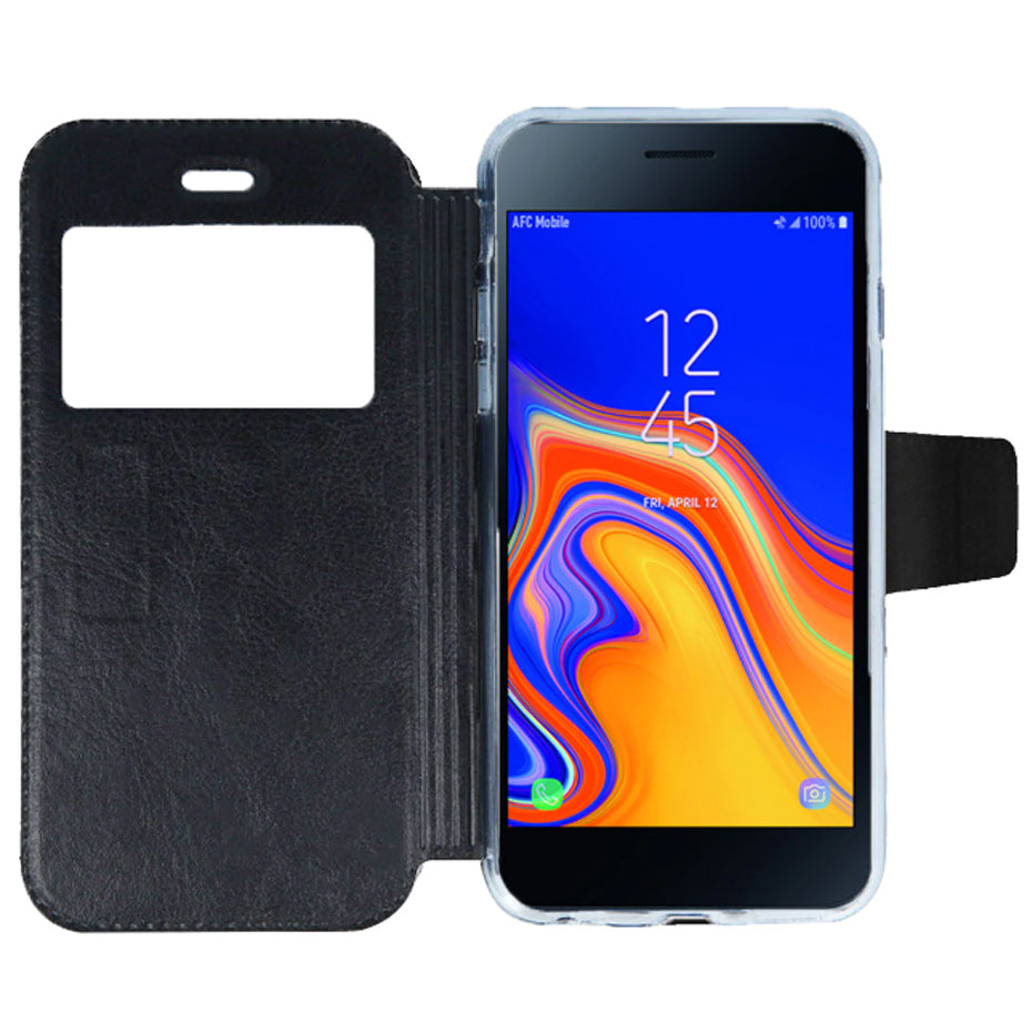 Husa tip carte cu inchidere magnetica si fereastra pentru Samsung Galaxy A20e, negru