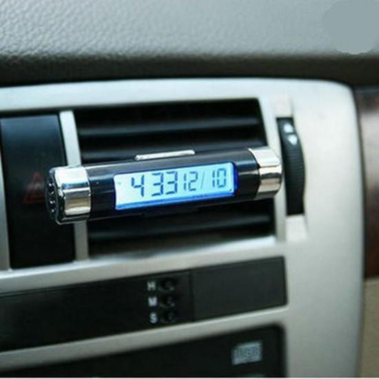 Ceas digital iluminat cu termometru pentru autovehicul