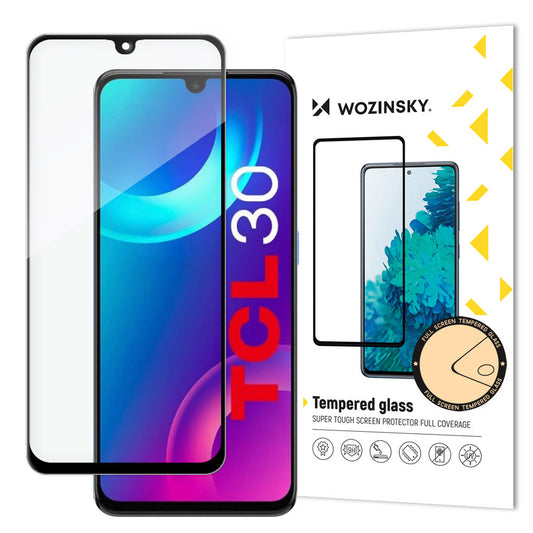 Wozinsky super durable Full Glue tempered glass full screen with Case Friendly TCL 30 black frame
