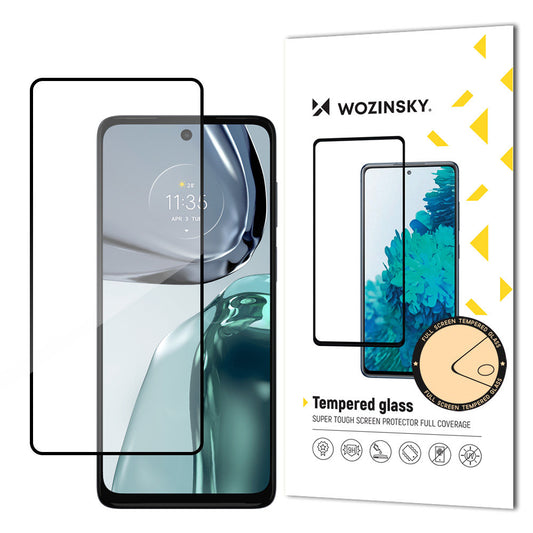 Wozinsky Super Durable Full Glue Tempered Glass Full Screen With Frame Case Friendly Motorola Moto G62 Black