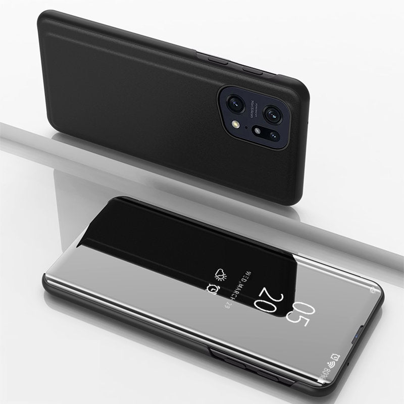Clear View Case cover for Oppo Find X5 Pro cover with a flap black