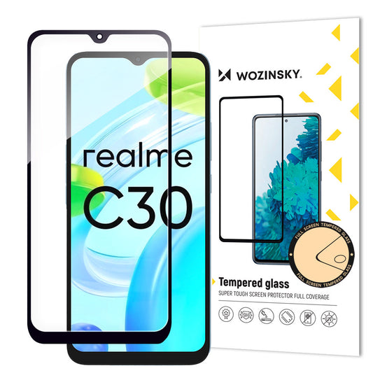 Wozinsky Full Glue Tempered Glass Tempered Glass For Realme C30 / Realme Narzo 50i Prime 9H Full Screen Protector With Black Frame