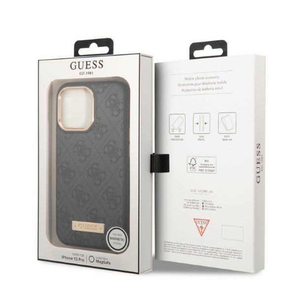 Guess GUHMP13XU4GPRK iPhone 13 Pro Max 6.7&quot; black/black hard case 4G Logo Plate MagSafe