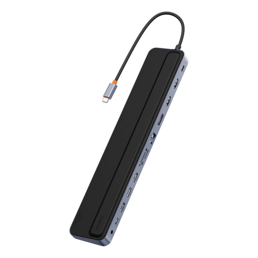 Baseus EliteJoy Gen2 universal USB HUB 12in1 with USB-C cable 25cm notebook stand USB-A / USB-C / DP / HDMI / SD / TF / RJ45 / 3.5mm jack / PD 100W gray (WKSX030213)