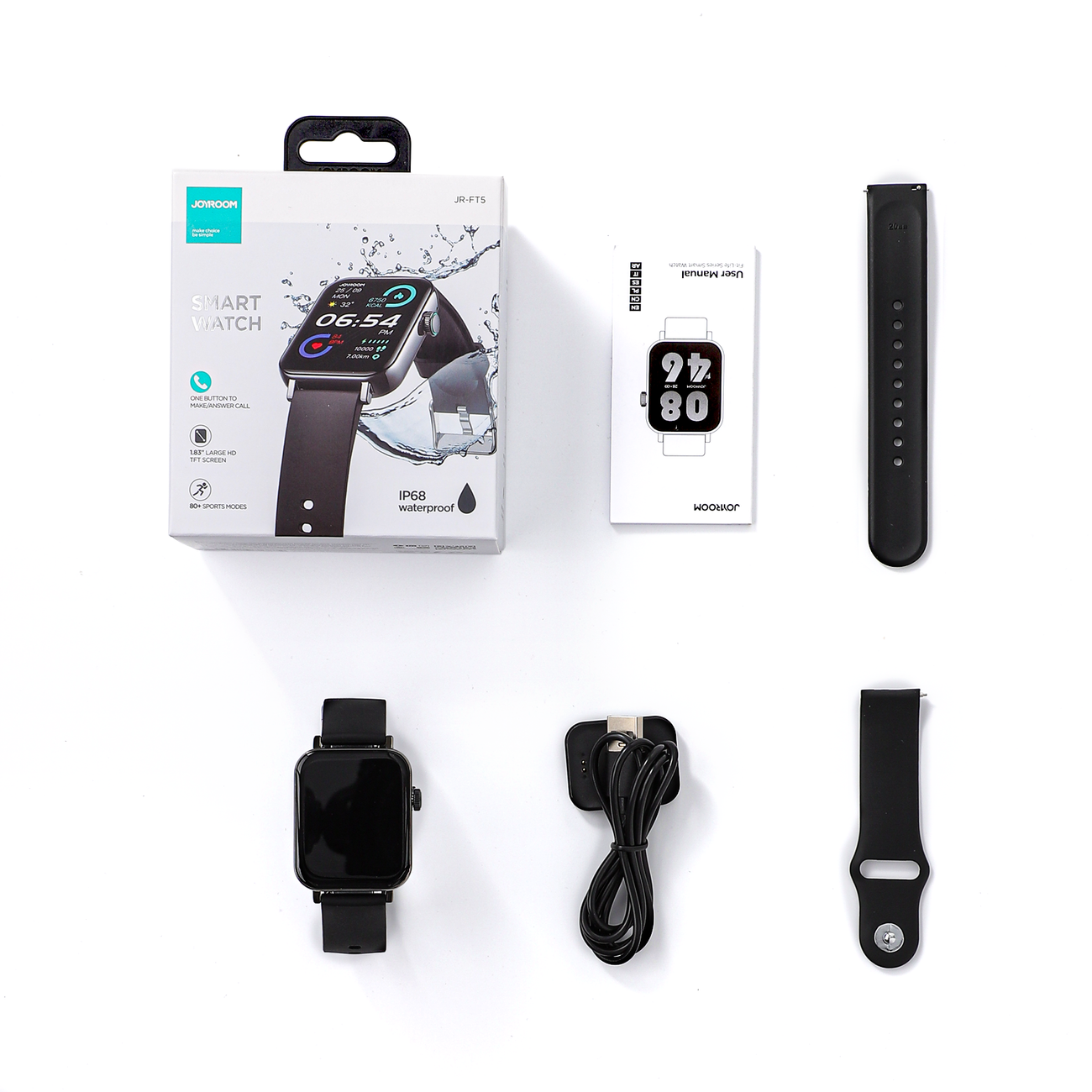 Joyroom Fit-Life Series smartwatch with call answering function IP68 black (JR-FT5)