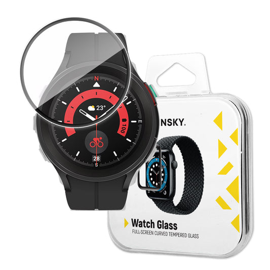 Wozinsky Full Glue Tempered Glass Tempered Glass For Samsung Galaxy Watch 5 Pro 45mm 9H Full Screen Cover With Black Frame