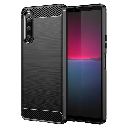 Carbon Case cover for Sony Xperia 10 V flexible silicone carbon cover black