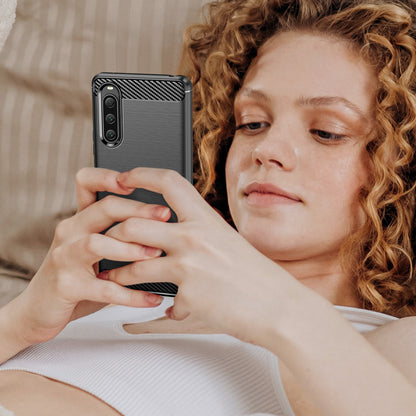 Carbon Case cover for Sony Xperia 10 V flexible silicone carbon cover black