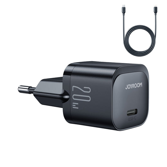 Mini USB C Charger 20W PD with USB C Cable - Lightning Joyroom JR-TCF02 - black