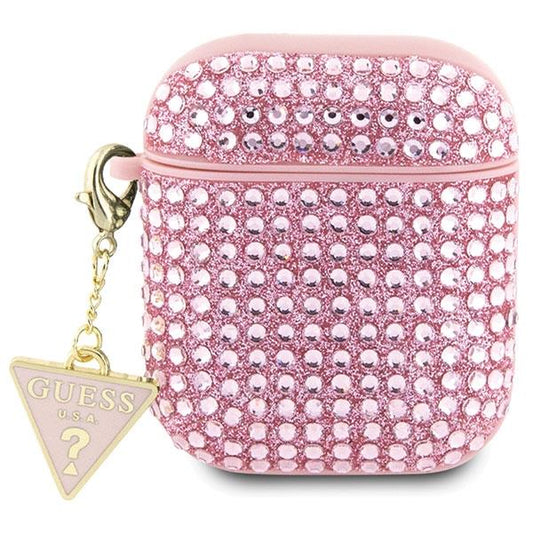 Guess GUA2HDGTPP AirPods 1/2 cover pink/pink Rhinestone Triangle Charm
