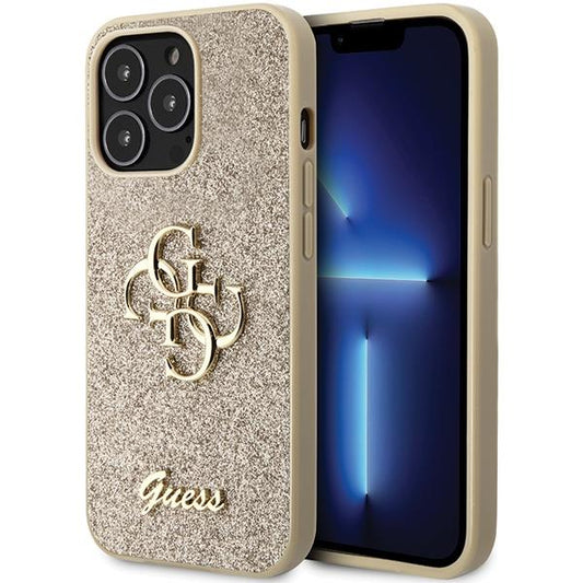 Guess GUHCP13XHG4SGD case for iPhone 13 Pro Max 6.7&quot; - gold Glitter Script Big 4G