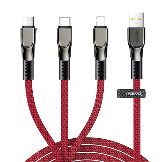 [RETURNED ITEM]  Joyroom 3in1 USB cable - Lightning / microUSB / USB Type C 3,5A 480 Mbps 1,3m red (S-1335K4)