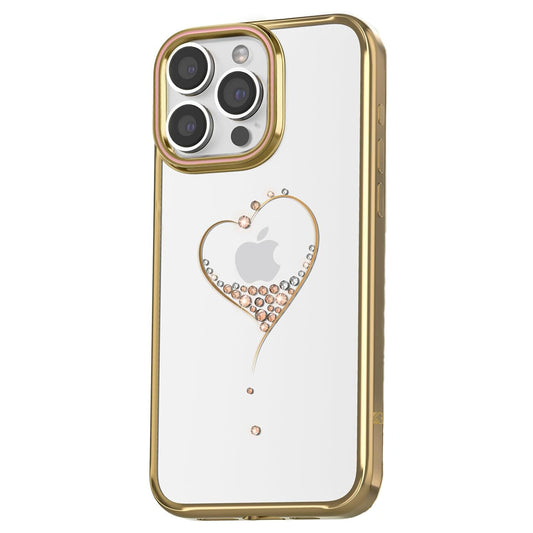Kingxbar Wish Series silicone case with crystals for iPhone 15 Pro Max - gold